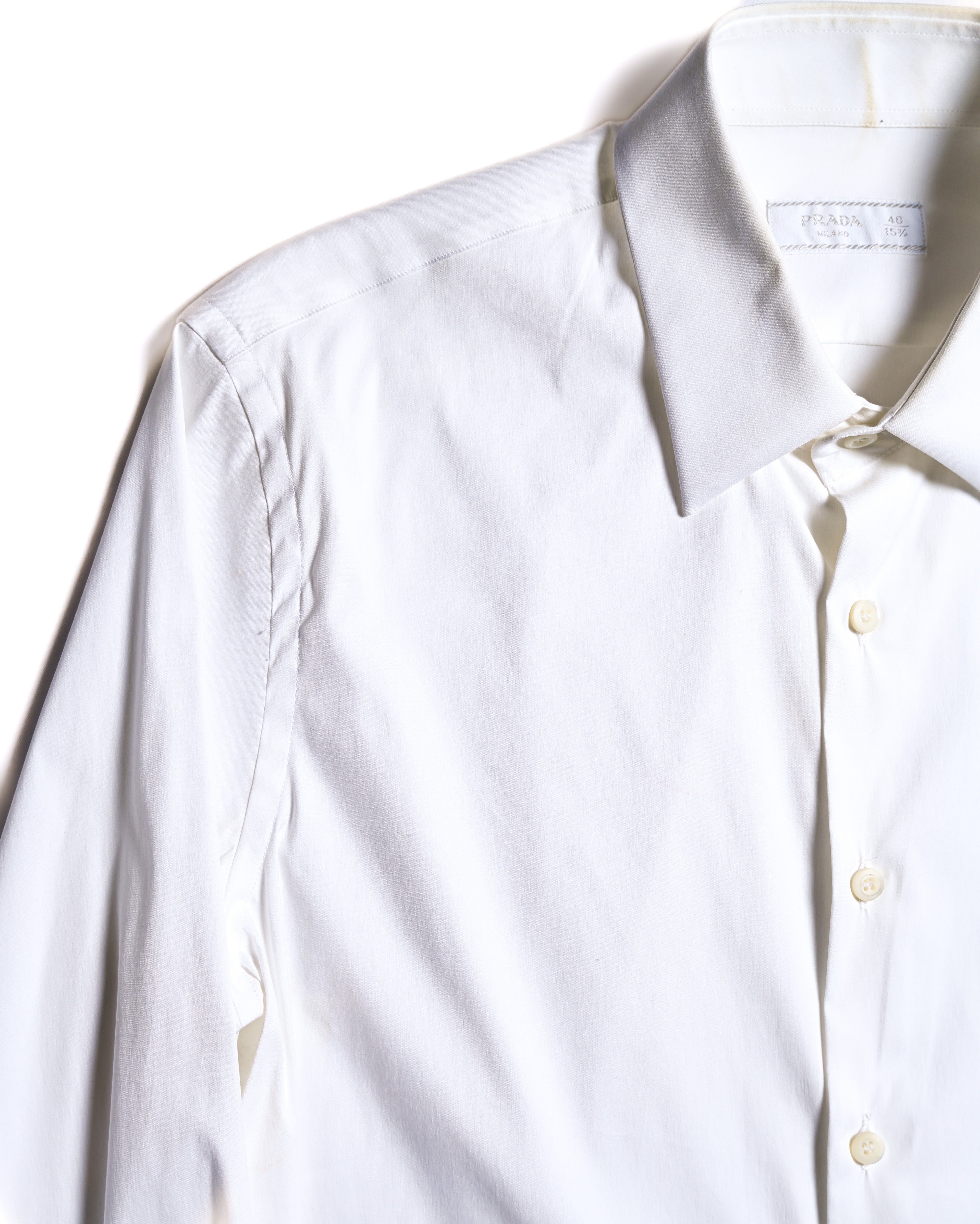 PRADA/ 2021 Thick Collar Oversized Dress Shirt White