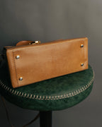 -SPECIAL- “Salvatore Ferragamo” 90’s lizard leather gancini 2way flap bag