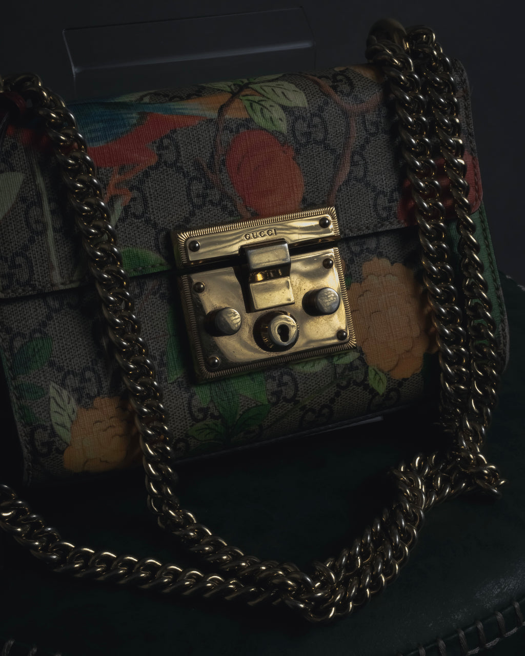 -SPECIAL- "GUCCI" Michele-era floral padlock design chain shoulder bag