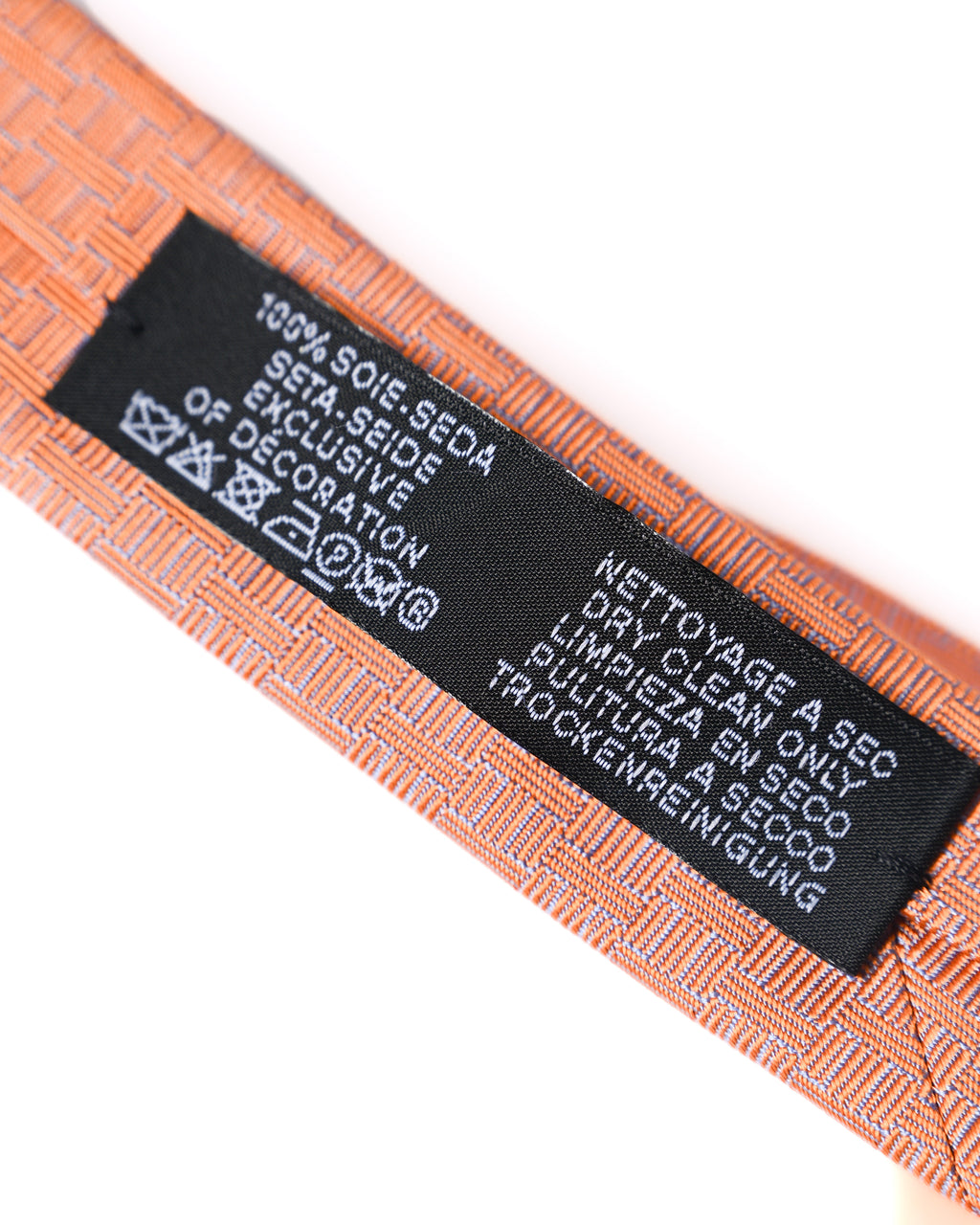 HERMES/ Heart Lock Motif H Patterned Silk Tie Orange