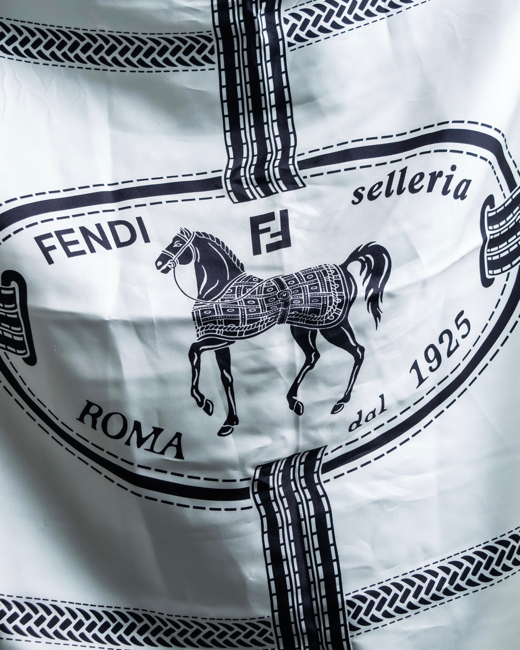 "FENDI" Horse motif FF logo Selleria large scarf