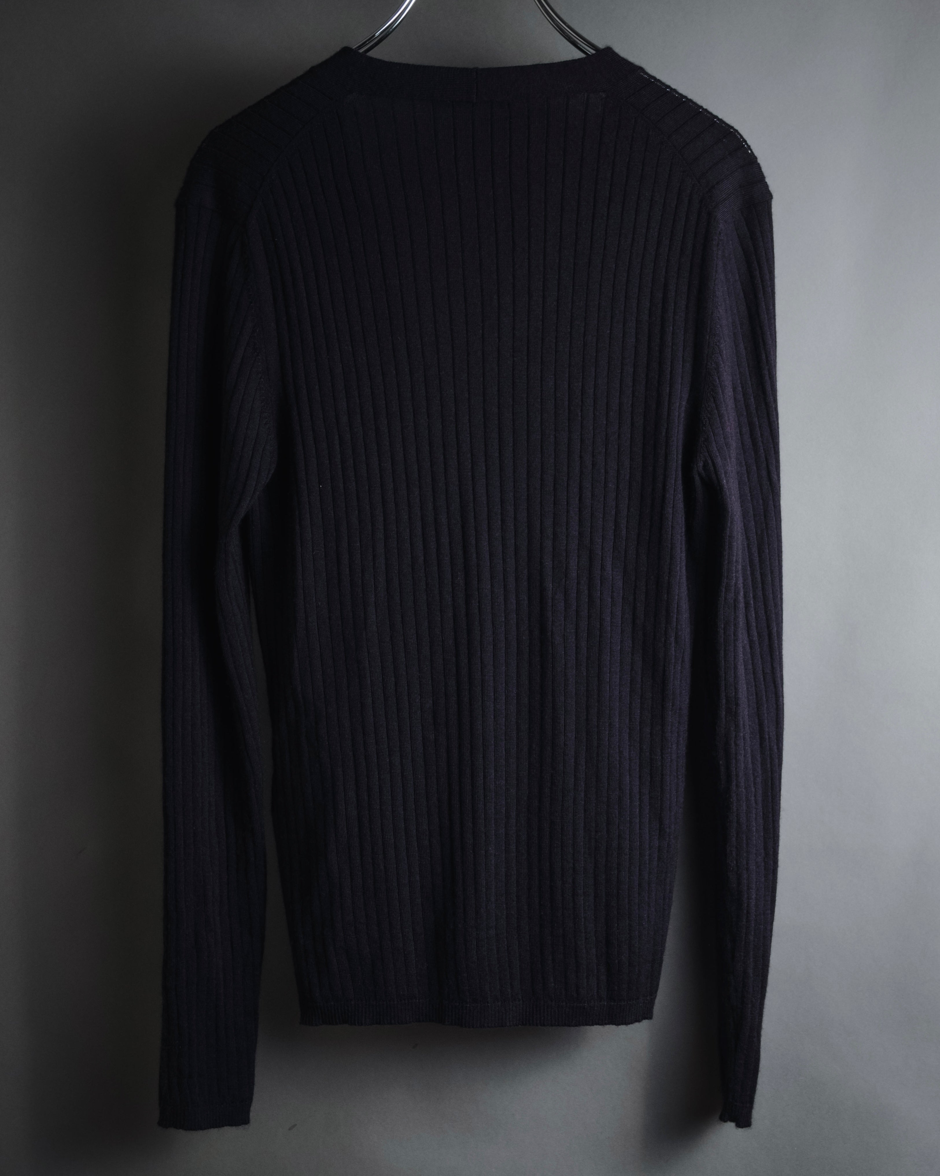 "LOEWE" Fine-Ribbed Button-Front Knit Cardigan