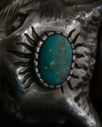 "GUCCI" Anger Forest series wolf motif turquoise stone design silver ring