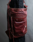 “BALENCIAGA” The Day leather one shoulder bag (burgundy)