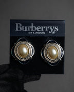 "Burberrys" 80’s–90’s pearl cabochon clip earrings