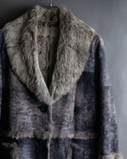 Fur switching design suede long coat