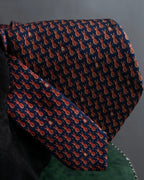 "HERMES" Rabbit motif silk necktie