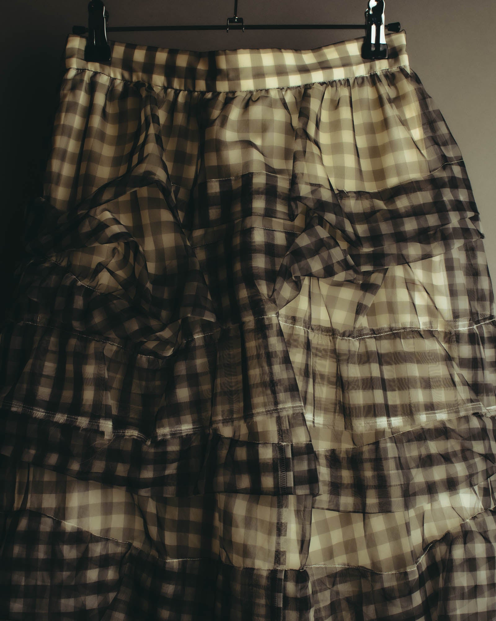 -SPECIAL- "tricot COMME des GARÇONS" 07SS Gingham check sheer tiered ruffle skirt