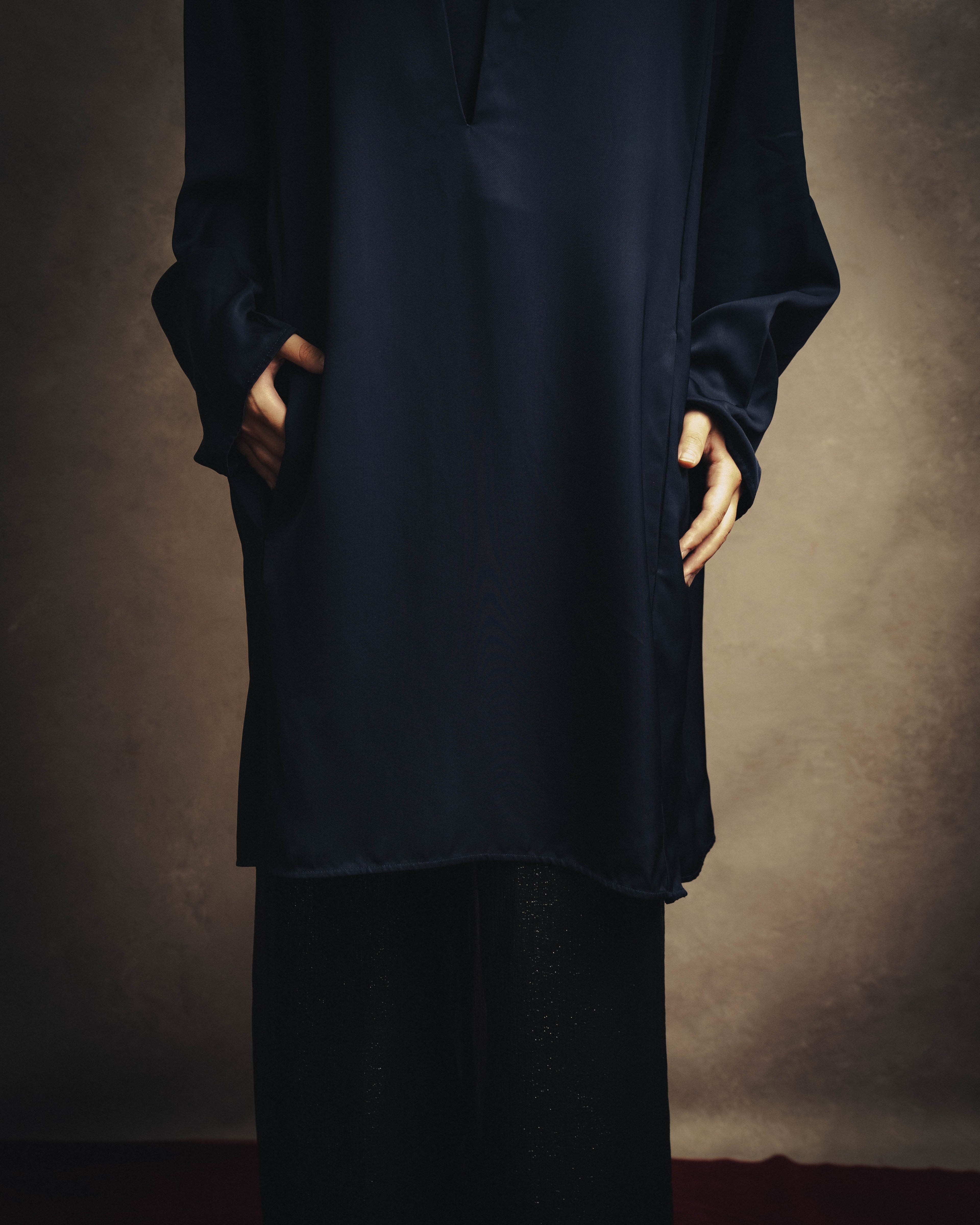 -SPECIAL- "Jil Sander" 2023 Elegant rayon skipper mock-neck shift dress