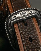 "ARIAT" 00's-10's Studded tooled leather western belt