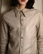 "ISAMU KATAYAMA" Dart-shaped deer leather shirt jacket