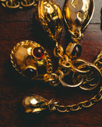 -SPECIAL - “CHANEL” 70’s-80’s Gripoix glass cabochon charm sautoir necklace