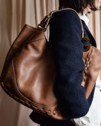 "GUCCI" Charlotte whipstitch hobo leather shoulder Bag