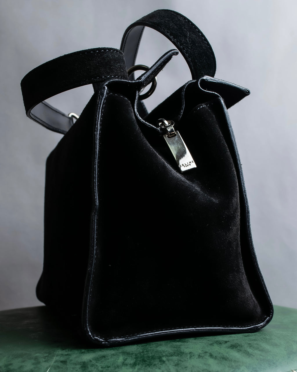 "CELINE" Horizontal form suede one-handle bag