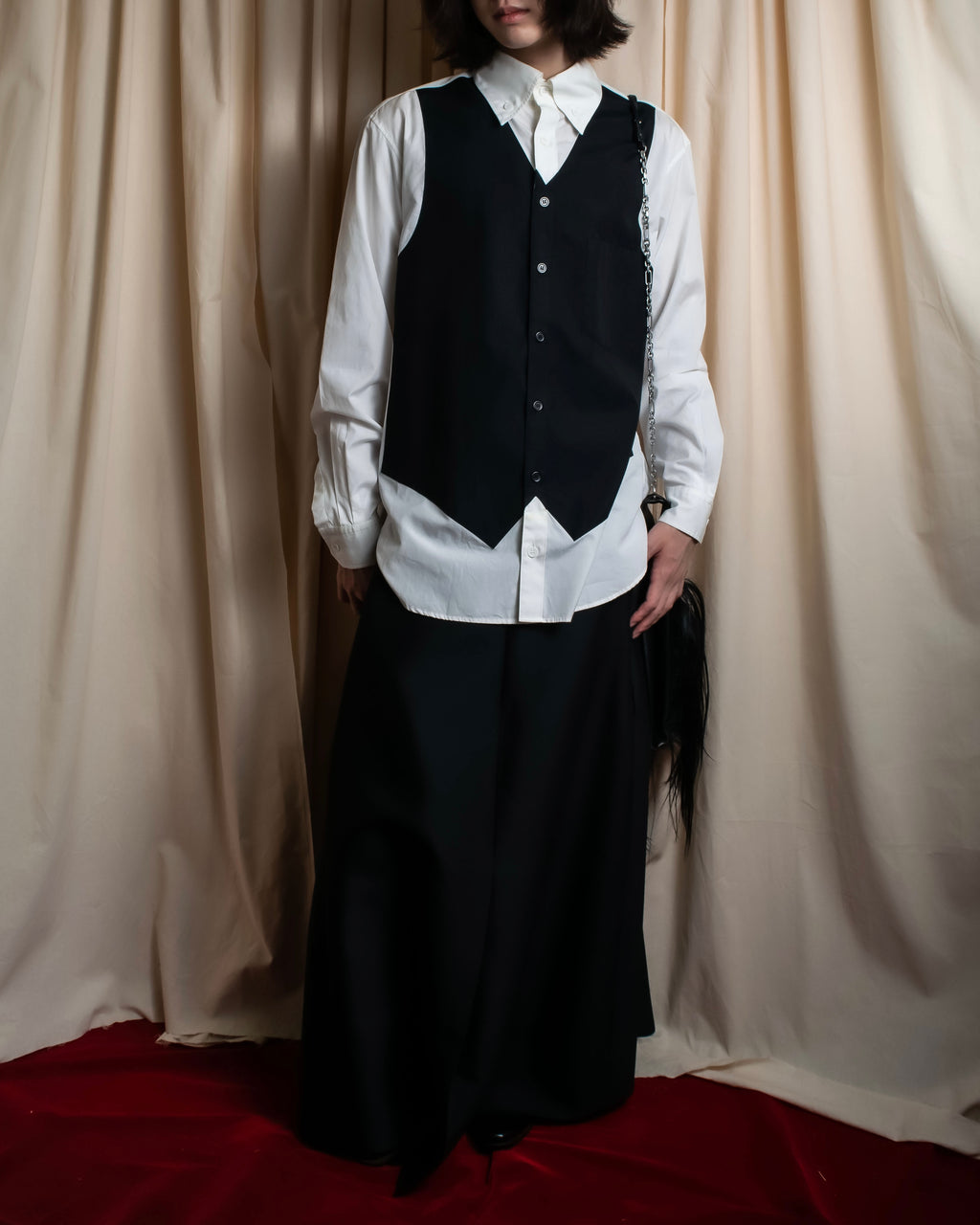 "Yohji Yamamoto POUR HOMME"
13AW Tuxedo vest fake layered design shirt