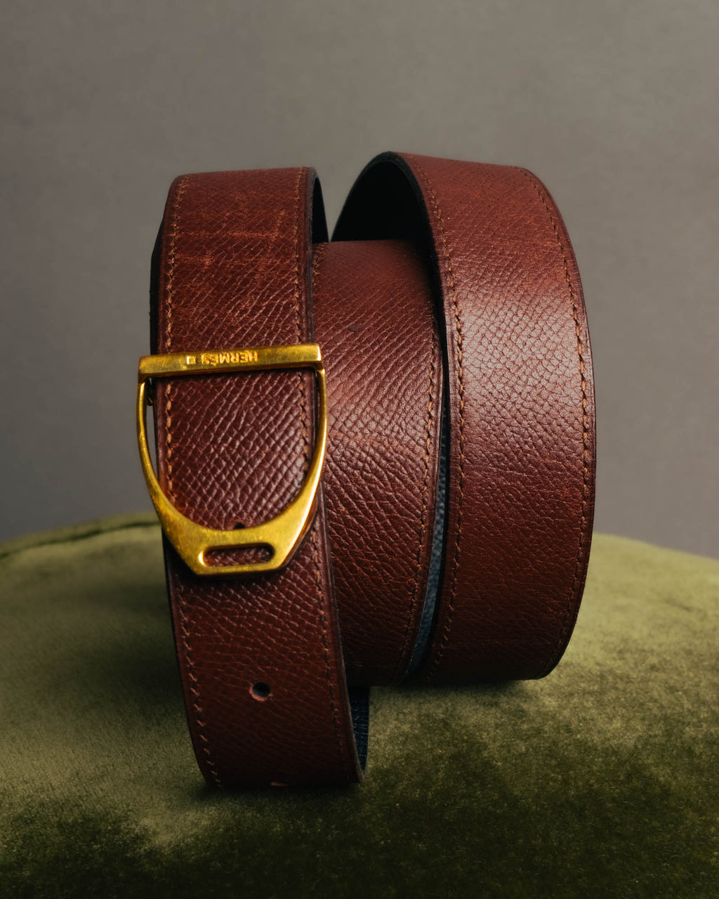 "Hermès" Vintage grained leather belt
