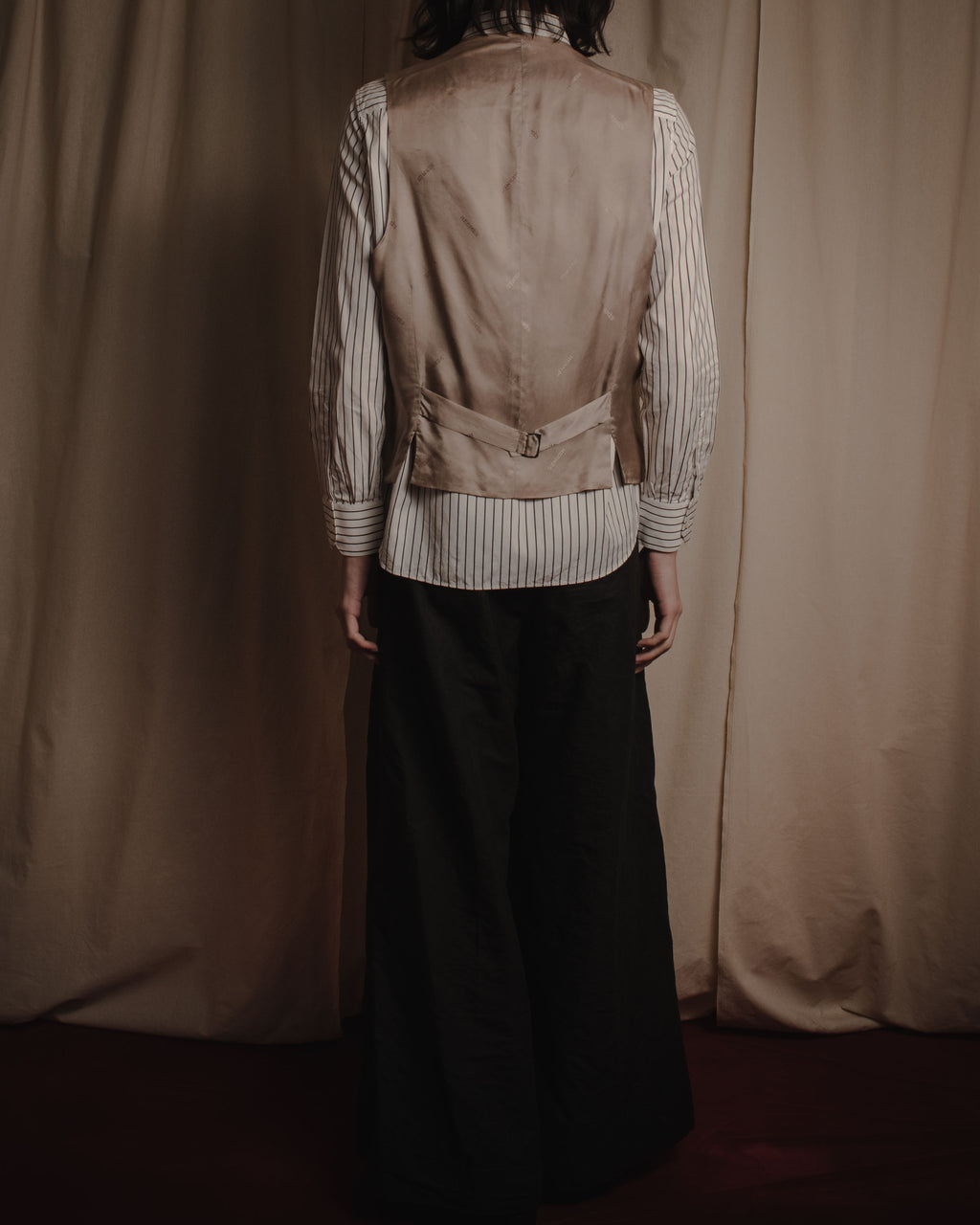 "HERMES" 90’s-00’s minimal plaid tailored vest