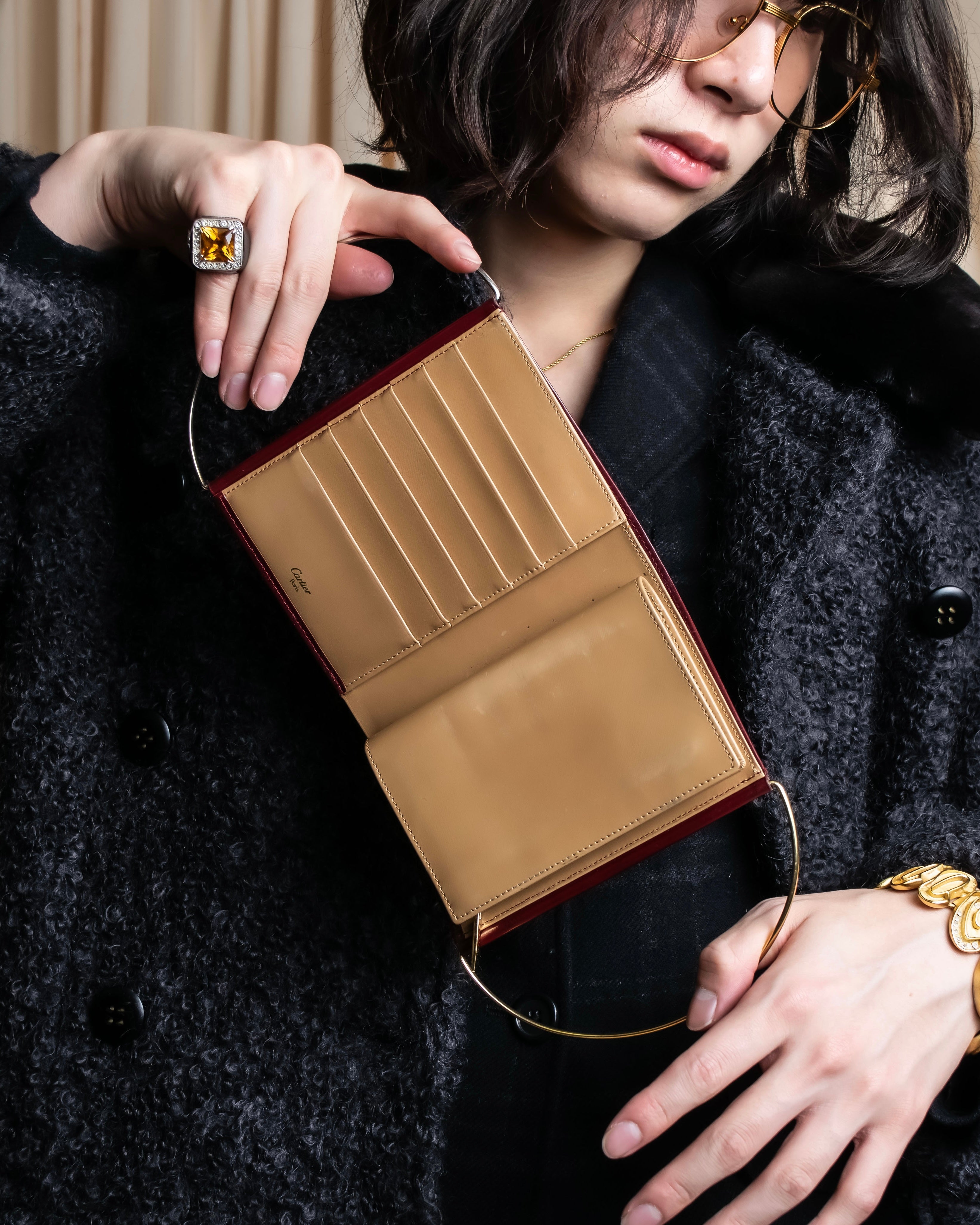 "Cartier" Curved handle design leather wallet bag