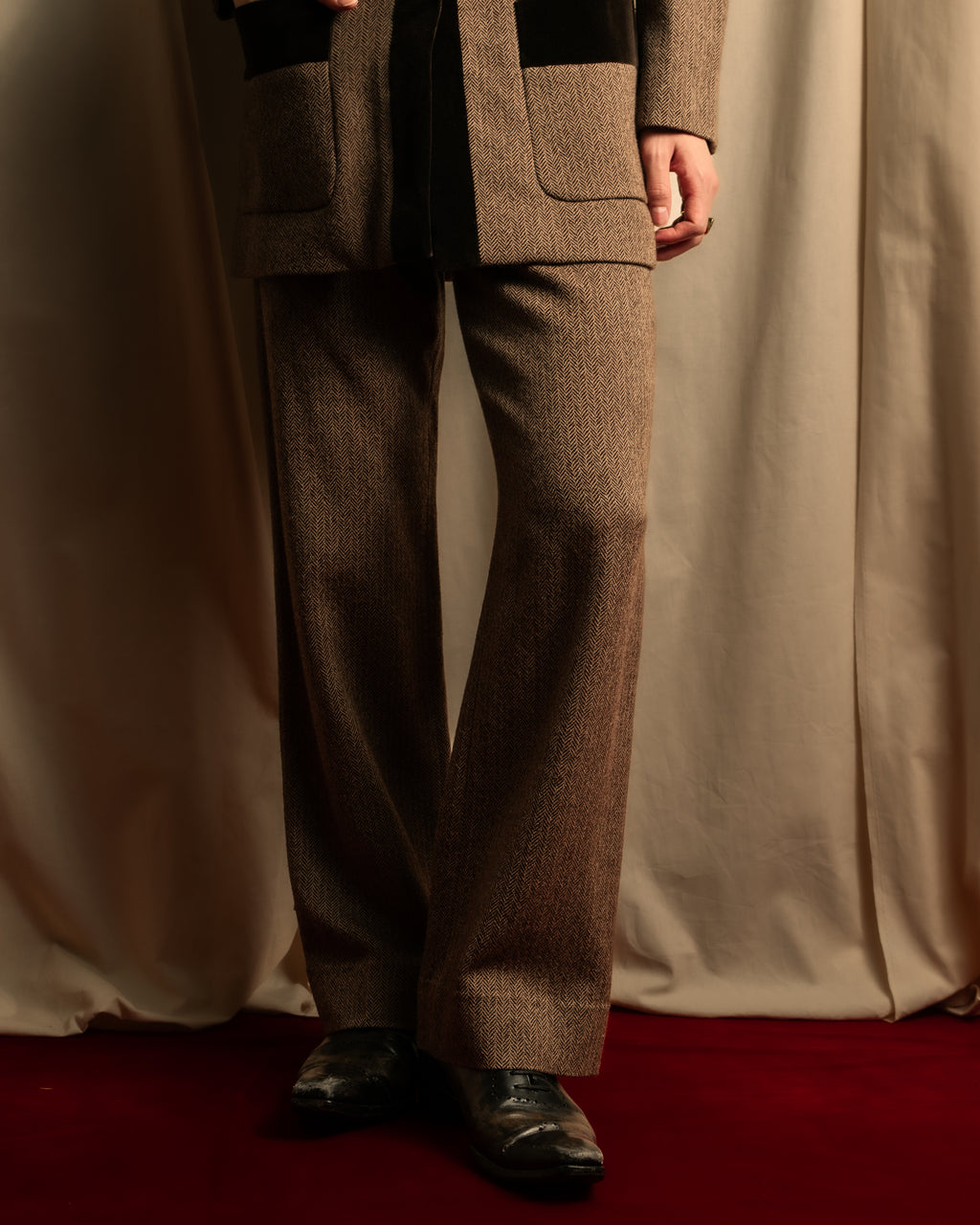 "FENDI" Velvet switching design herringbone set up