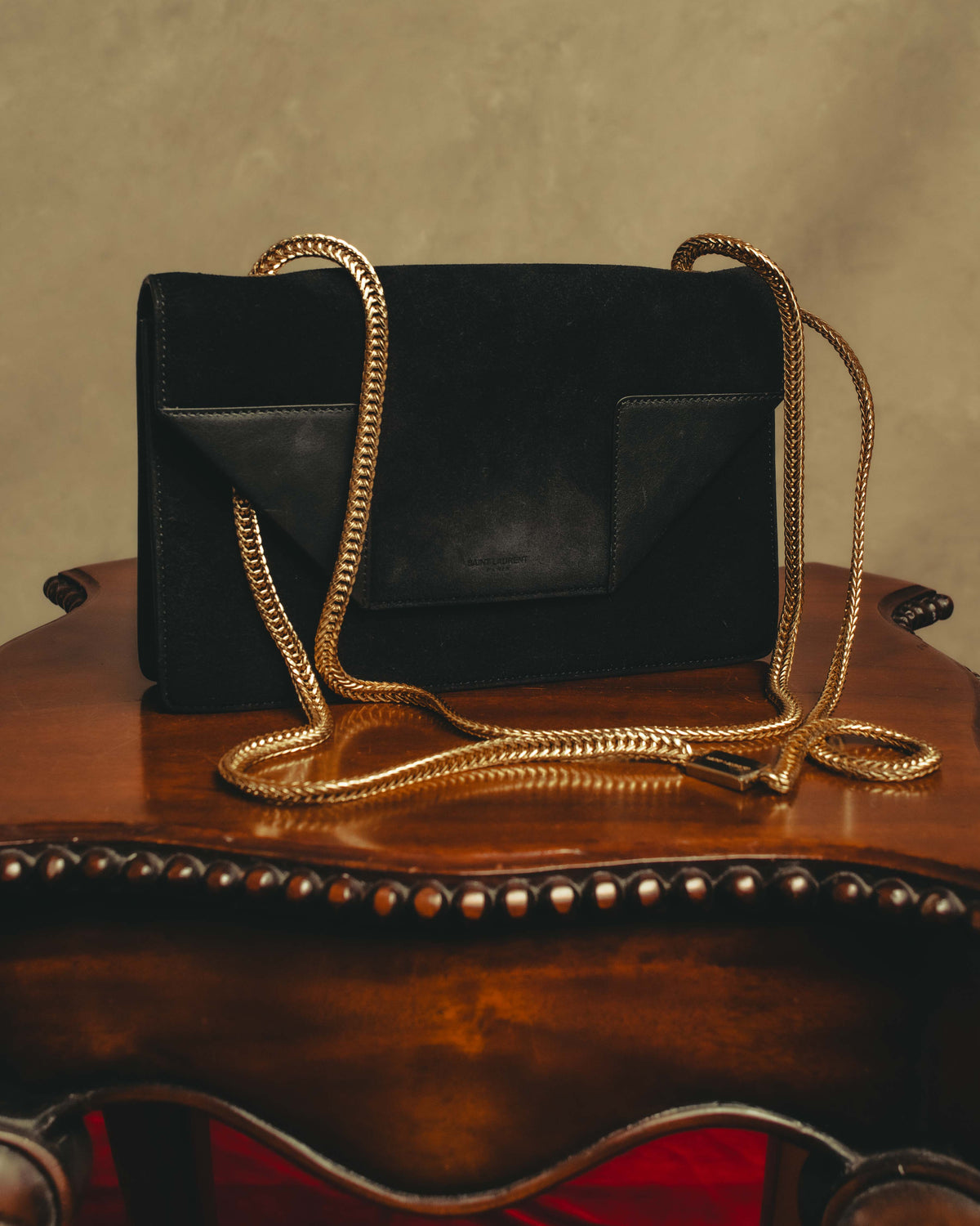 -SPECIAL- "Saint Laurent" 2013-2017 Betty suede and leather geometric flap chain shoulder bag