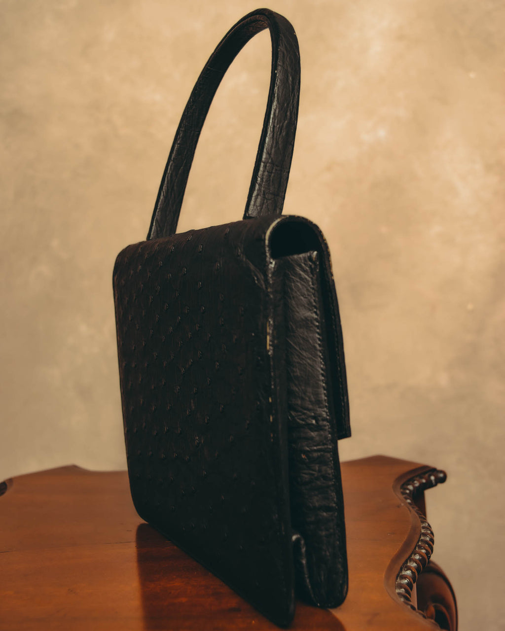"Christian Dior" 70's-80's Ostrich textured leather handbag