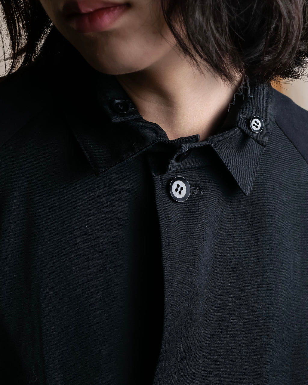 "YOHJI YAMAMOTO +NOIR" 21SS Drape panel design oversized shirt jacket