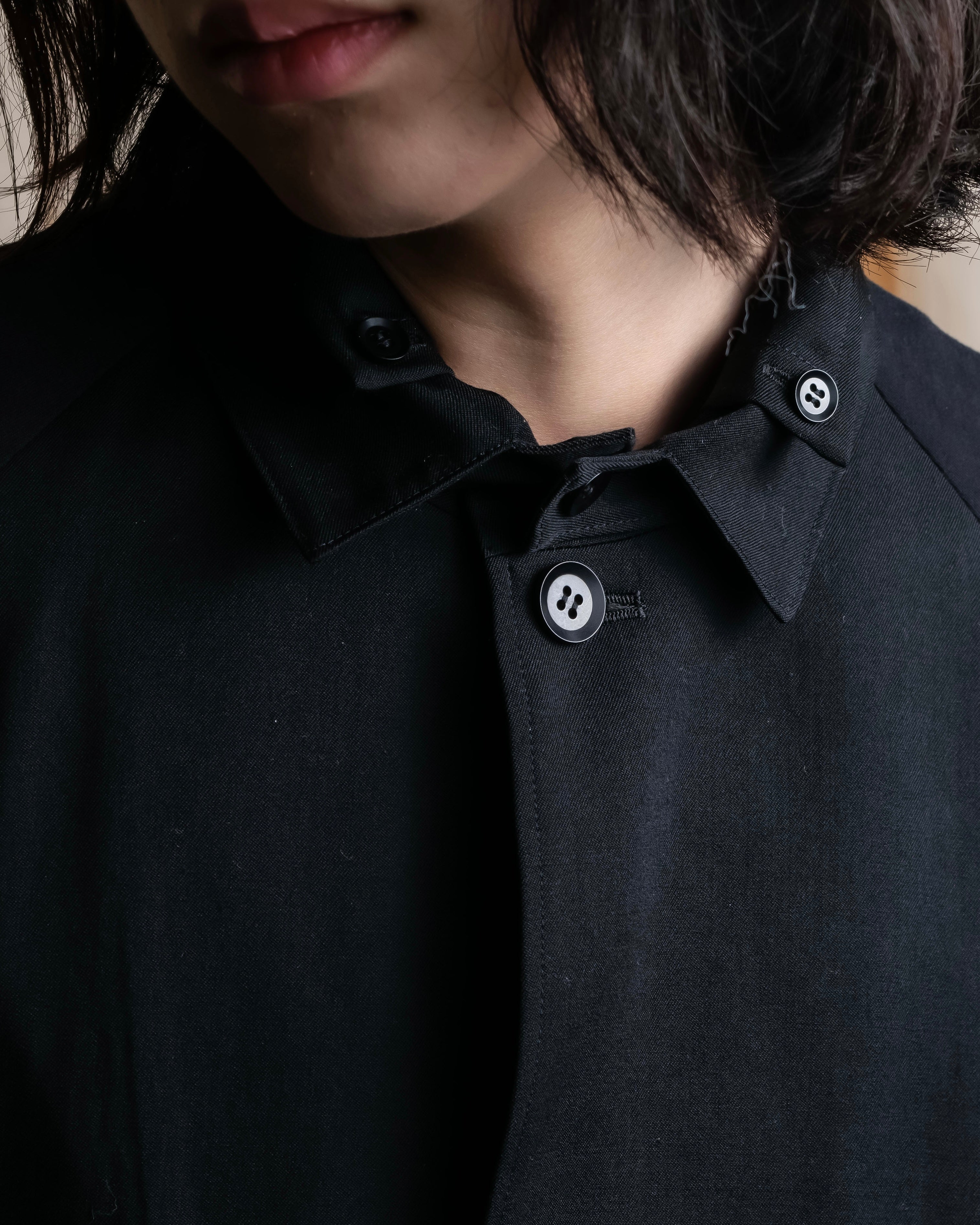 "YOHJI YAMAMOTO +NOIR" 21SS Drape panel design oversized shirt jacket
