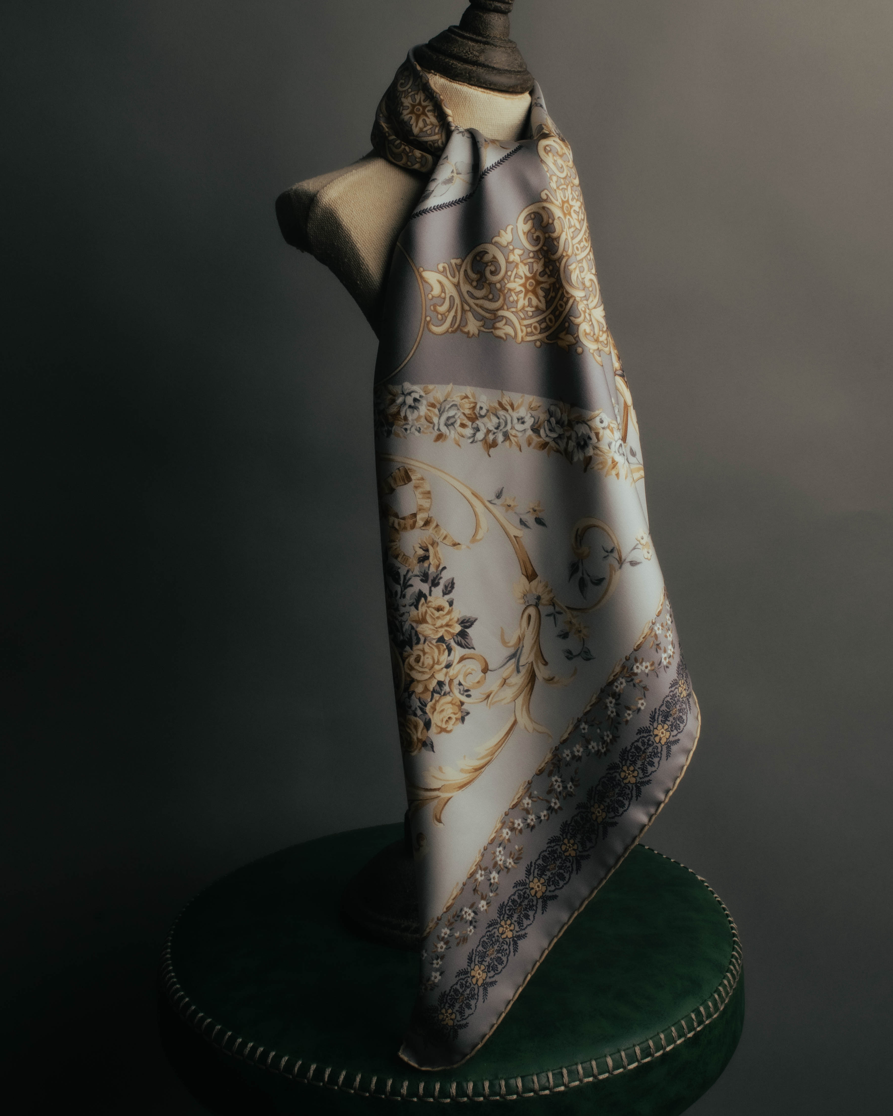 "Christian Dior" 80's-90's Elegant floral silk scarf