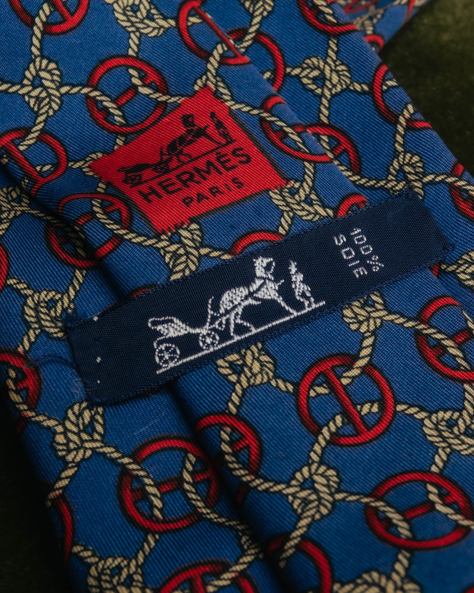 “HERMÈS” 90’s Rope and H motif silk tie
