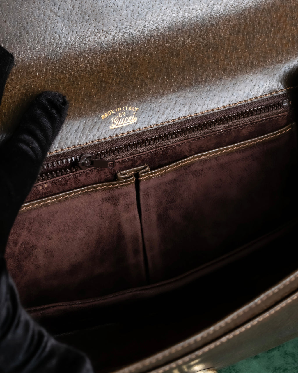 "GUCCI" Vintage horsebit motif leather shoulder bag