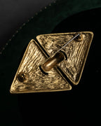 "YVES SAINT LAURENT" Granular texture diamond gold brooch