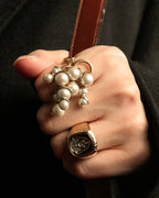"Christian Dior" Pearl charm top chain link arm ring