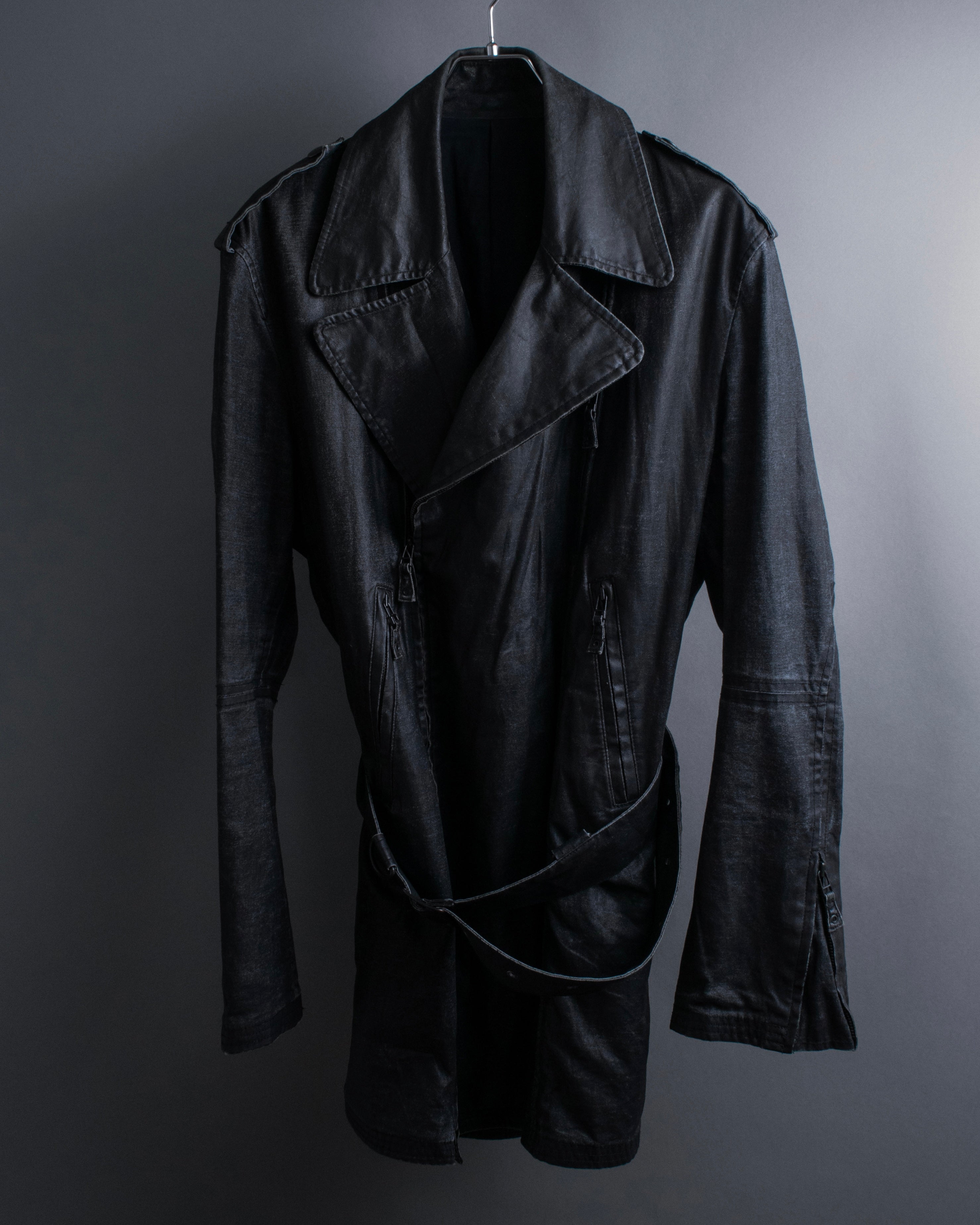 "JEAN PAUL GAULTIER" Firm finish double-zip belted mid-length coat