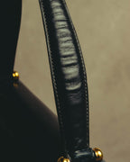 -SPECIAL- “HERMÈS” 50’s-60’s sculptural oval clasp midnight navy leather handbag