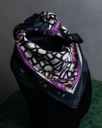 "CELINE" Belt motif pattern purple color silk scarf