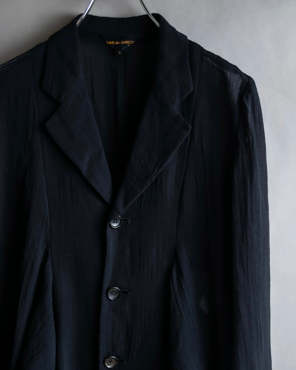 "COMME des GARCONS" 99SS sheer drape docking detail tailored jacket