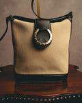 "Tiffany & Co." Vintage two tone canvas and leather shoulder bag