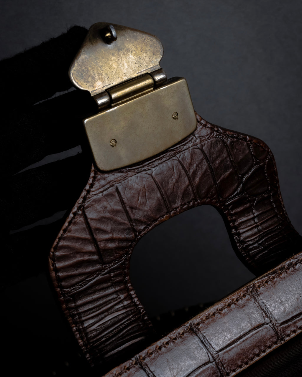 "MIU MIU" Antique design crocodile embossed leather 2way bag