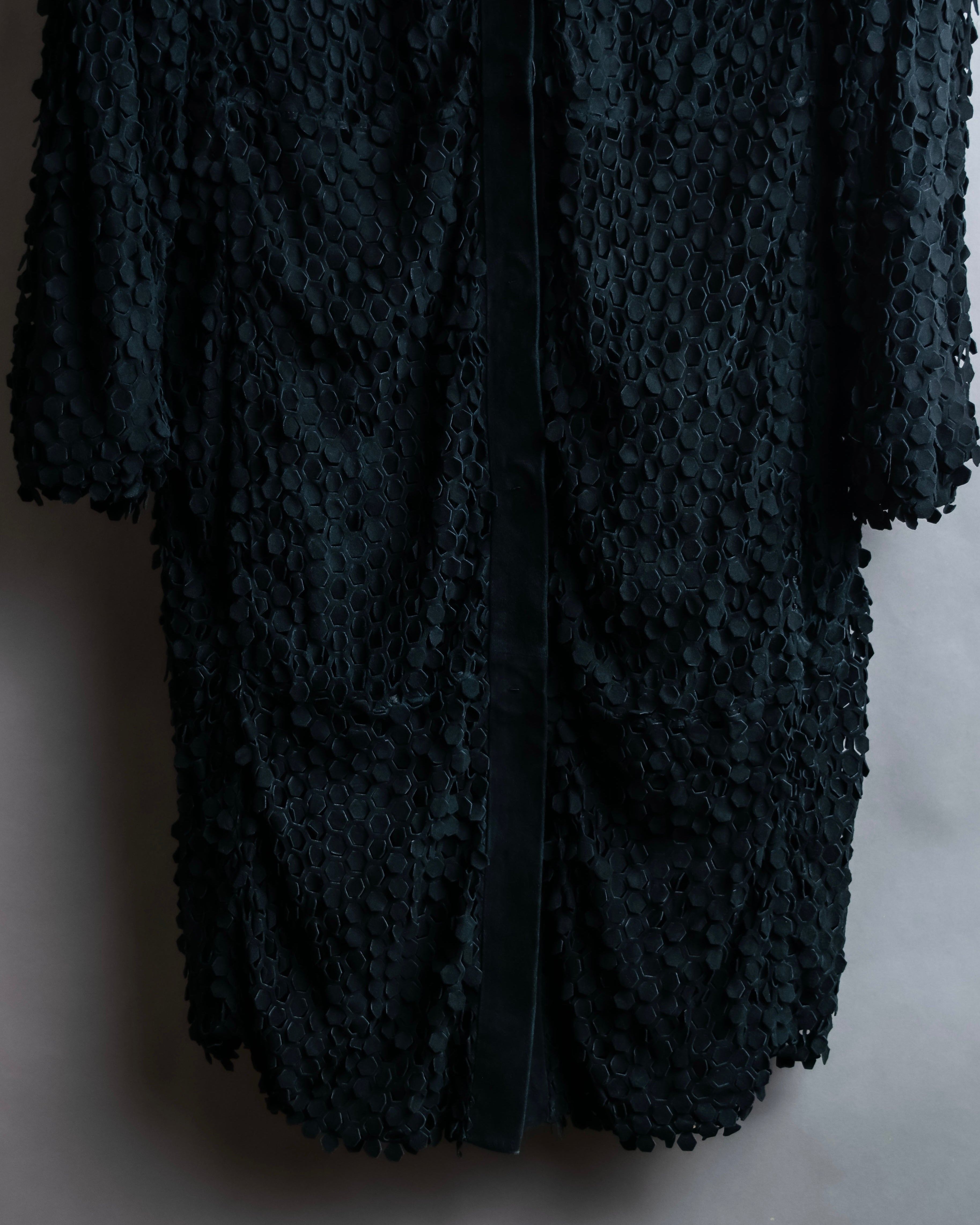 "HERNO" Laser cutwork design structured black dress