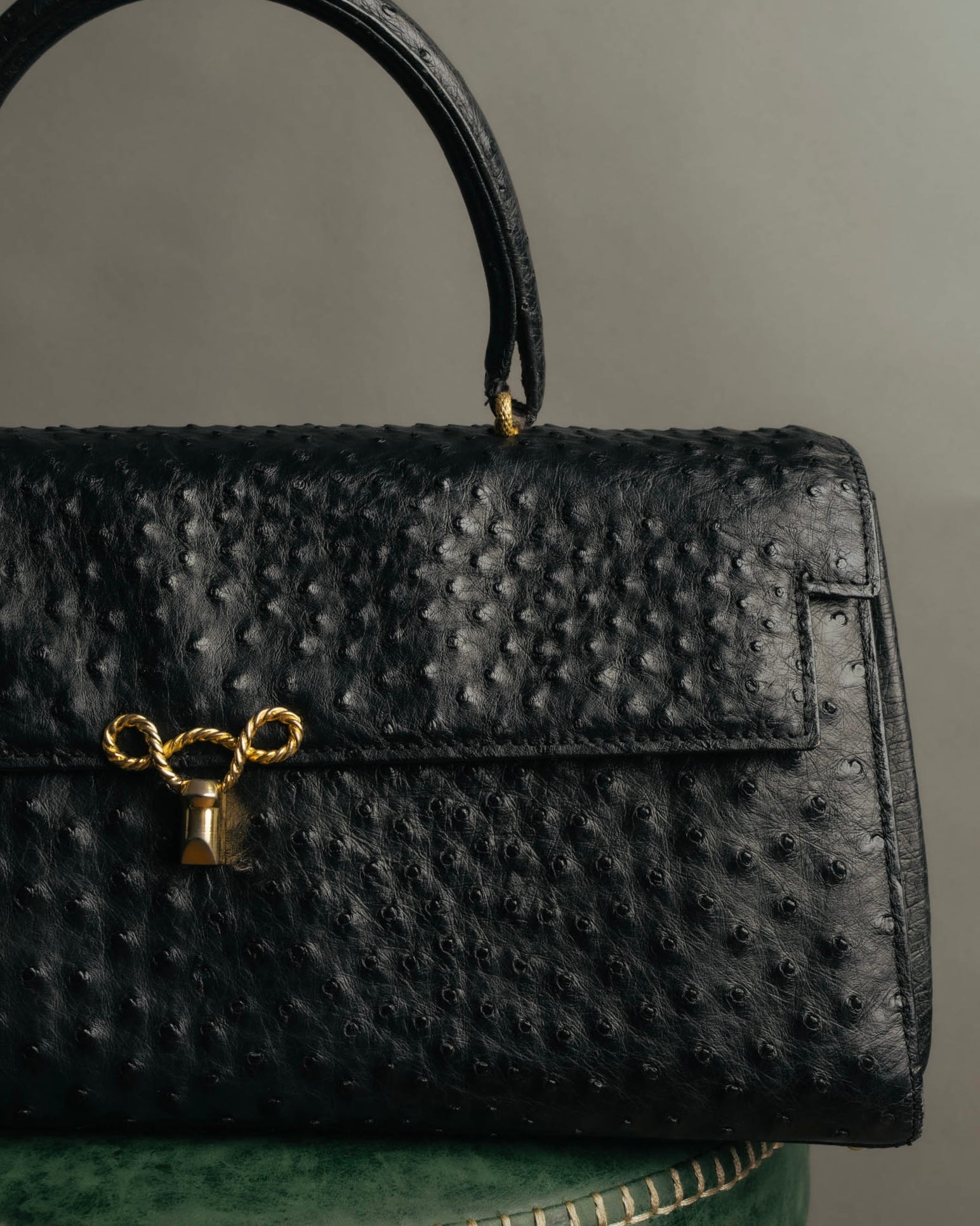 “Jardin des Sacs” 80’s-90’s Ostrich leather top handle bag