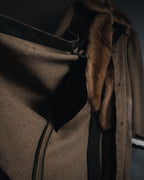 "PRADA" 90’s-00’s embellished fur-collar stretch tech coat