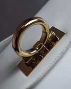 "Salvatore Ferragamo" Gancini motif structured white leather bag