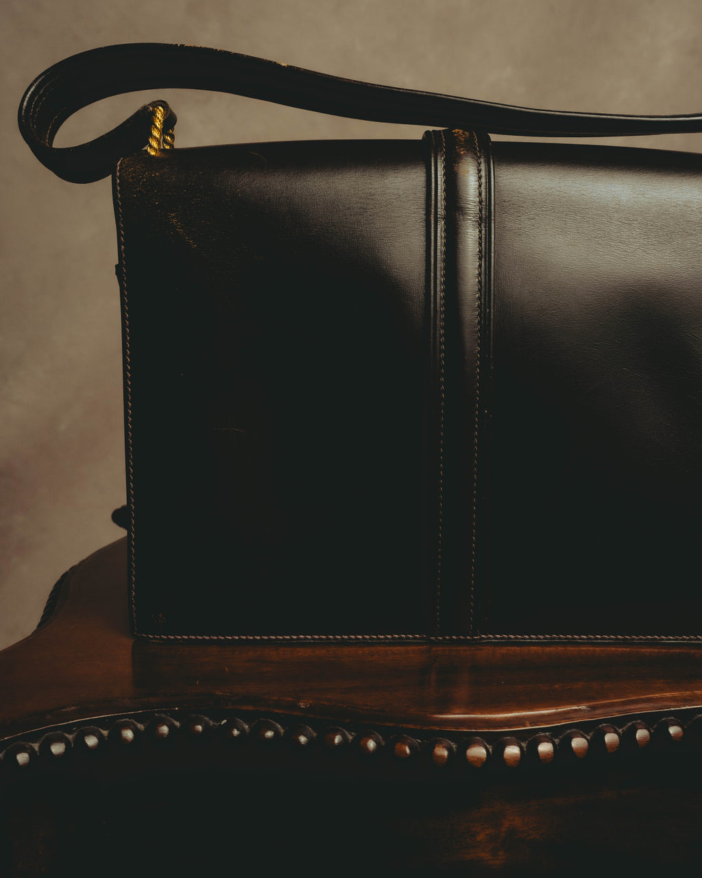 -SPECIAL- "HERMES" 50's Vintage box calf leather shoulder bag