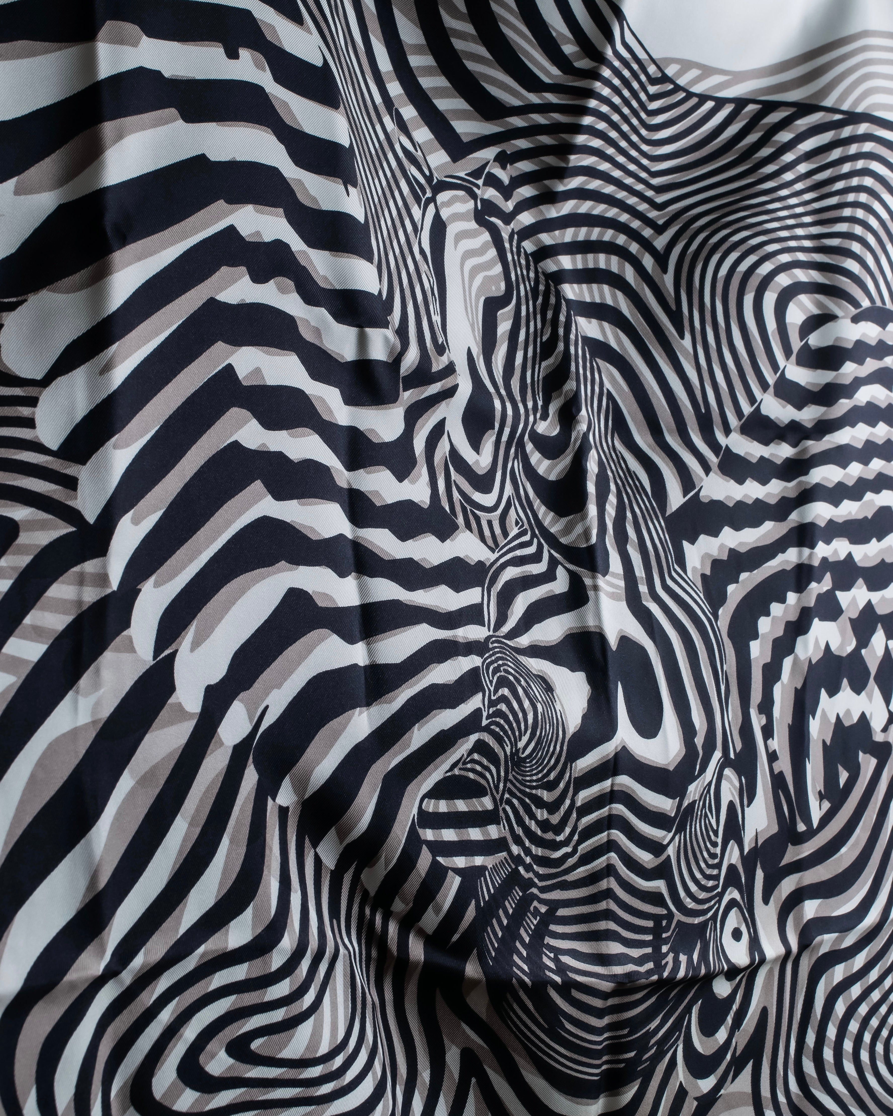 "HERMES" Zebra abstract print Carre 90 silk scarf