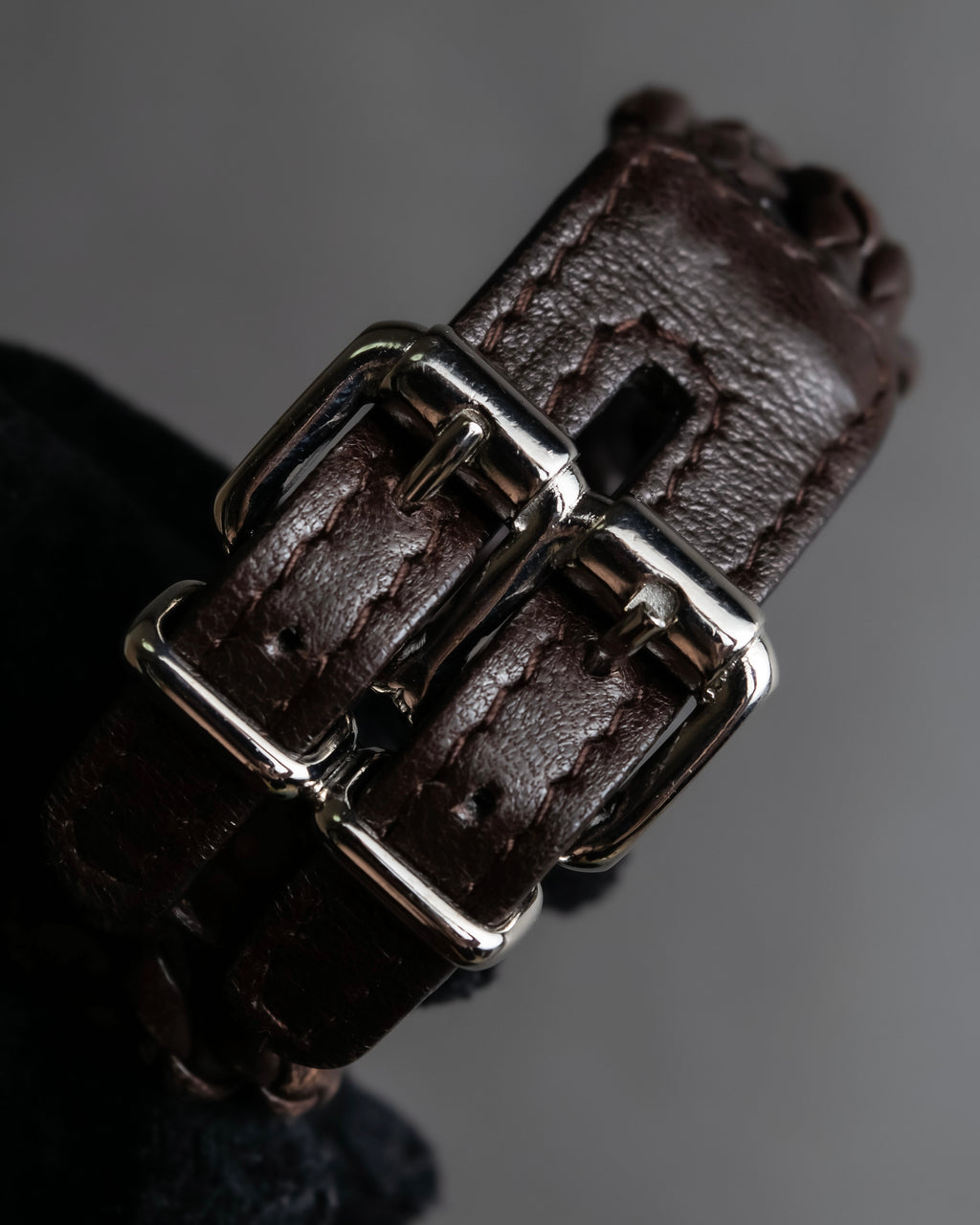 "Vintage intrecciato double buckle leather bracelet"