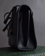 "Christian Dior" Structured flap design gold clasp leather bag