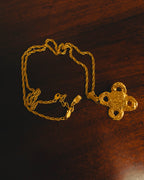 -SPECIAL- "YVES SAINT LAURENT" 80's-90's Baroque pearl textured gold pendant necklace