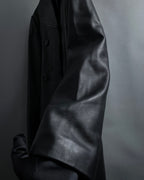 "COACH" Double-breasted panel work design leather coat