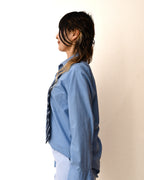 VINTAGE/ Pointed Collar French Cuff Shirt Blue