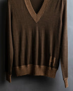 "HERMES" Gaultier period H logo engraved V-neck knit